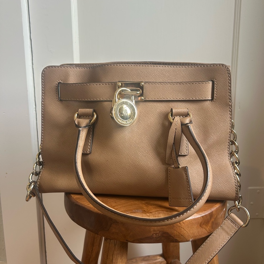Michael Kors Brown Satchel with Gold Accents